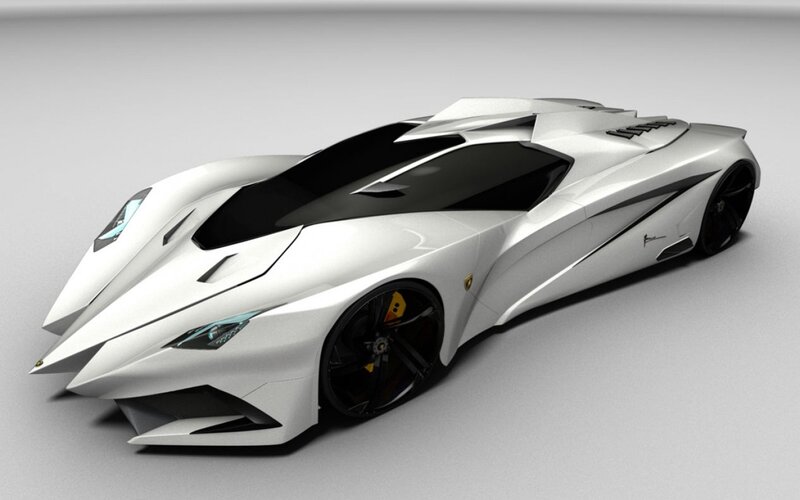 futuristic white sports car