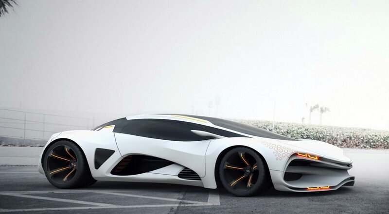 futuristic white sports car
