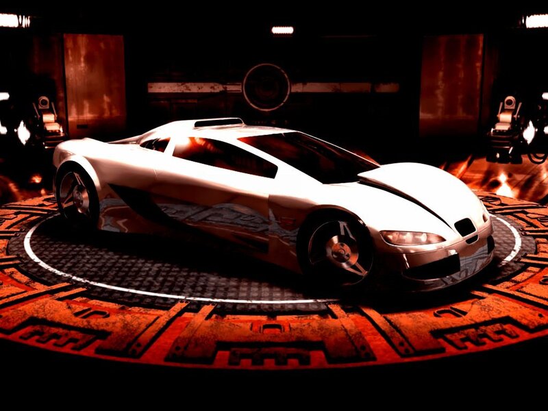 futuristic white sports car
