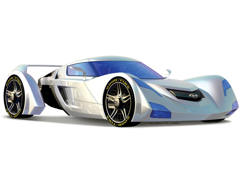 futuristic white sports car