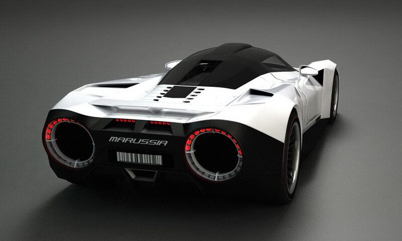 futuristic white sports car