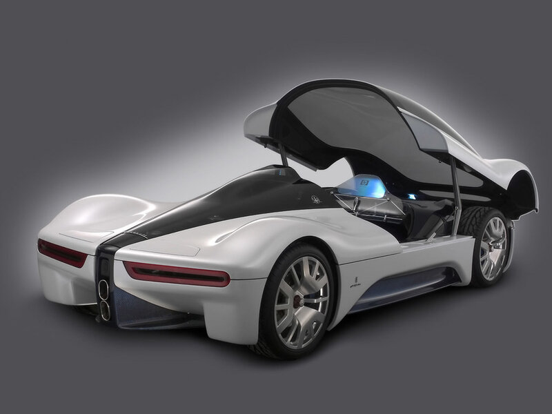 futuristic white sports car