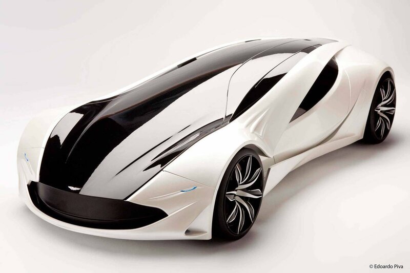 futuristic white sports car