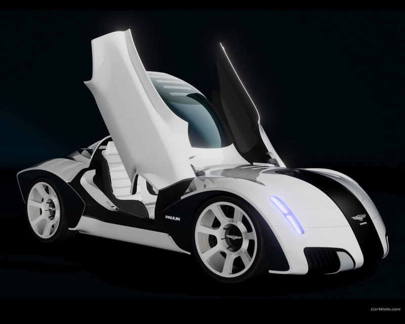 futuristic white sports car