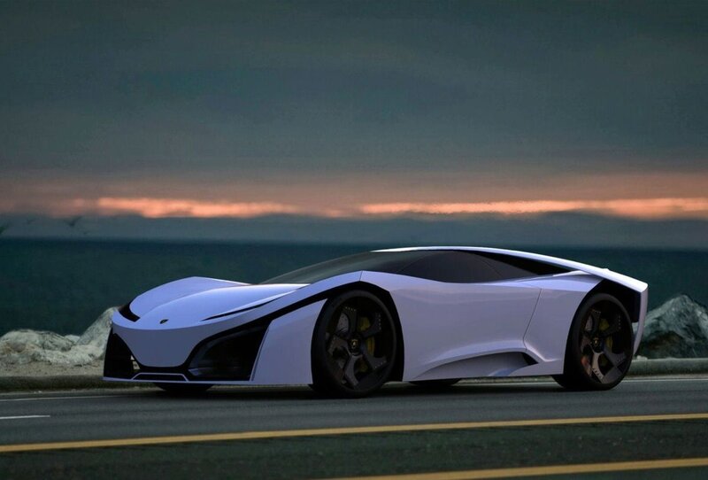 futuristic white sports car