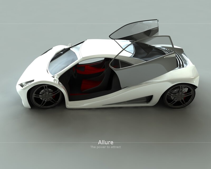 futuristic white sports car