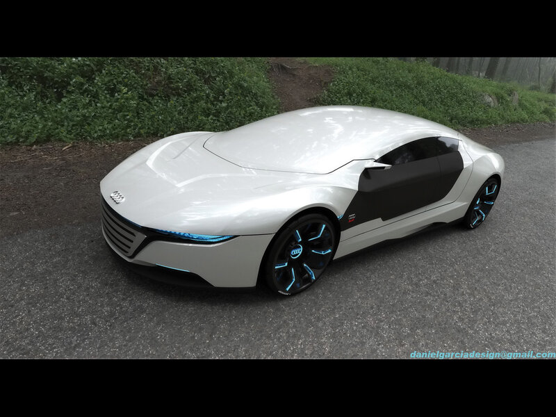 futuristic white sports car