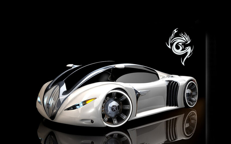 futuristic white sports car