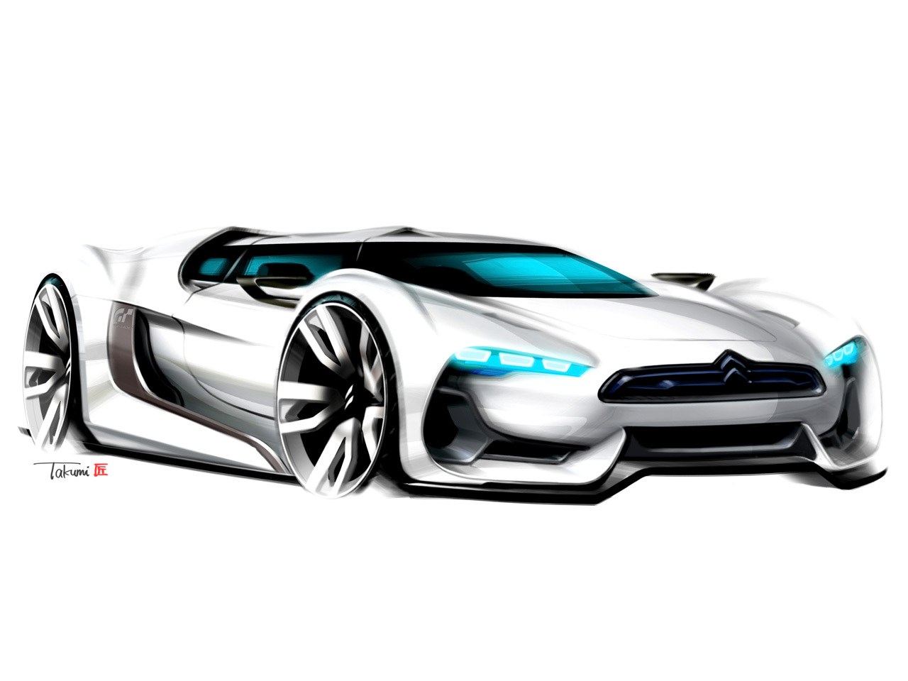 futuristic white sports car
