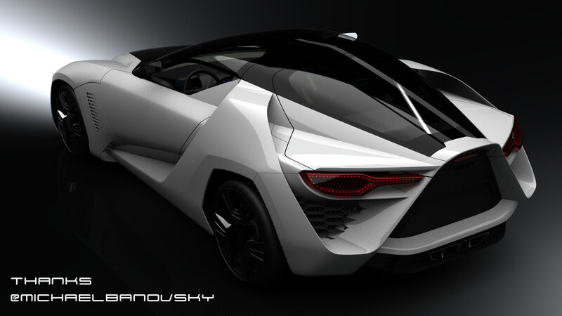 futuristic white sports car