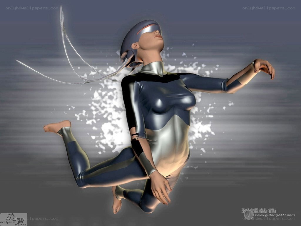 futuristic woman in motion