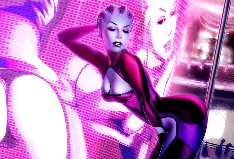 futuristic woman in purple suit