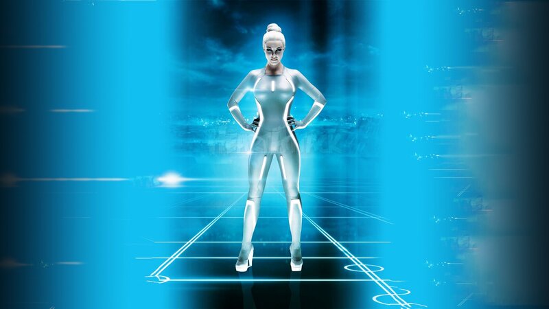futuristic woman in silver suit