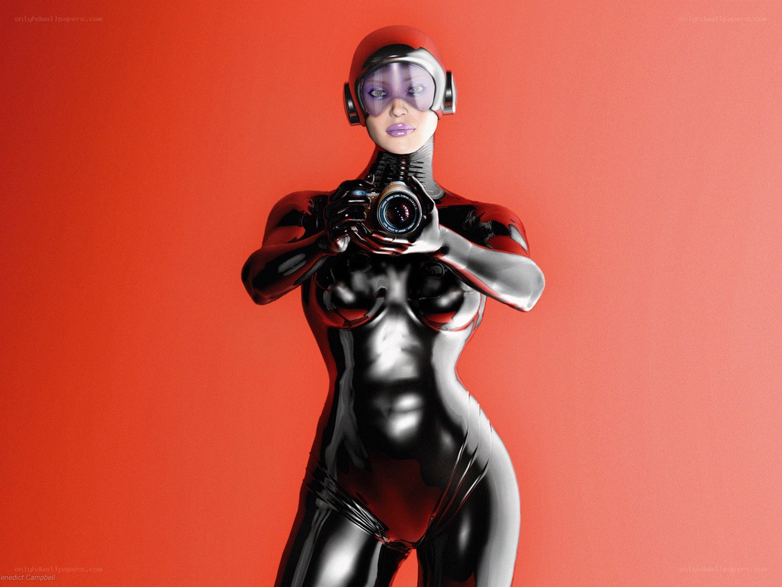 futuristic woman with camera