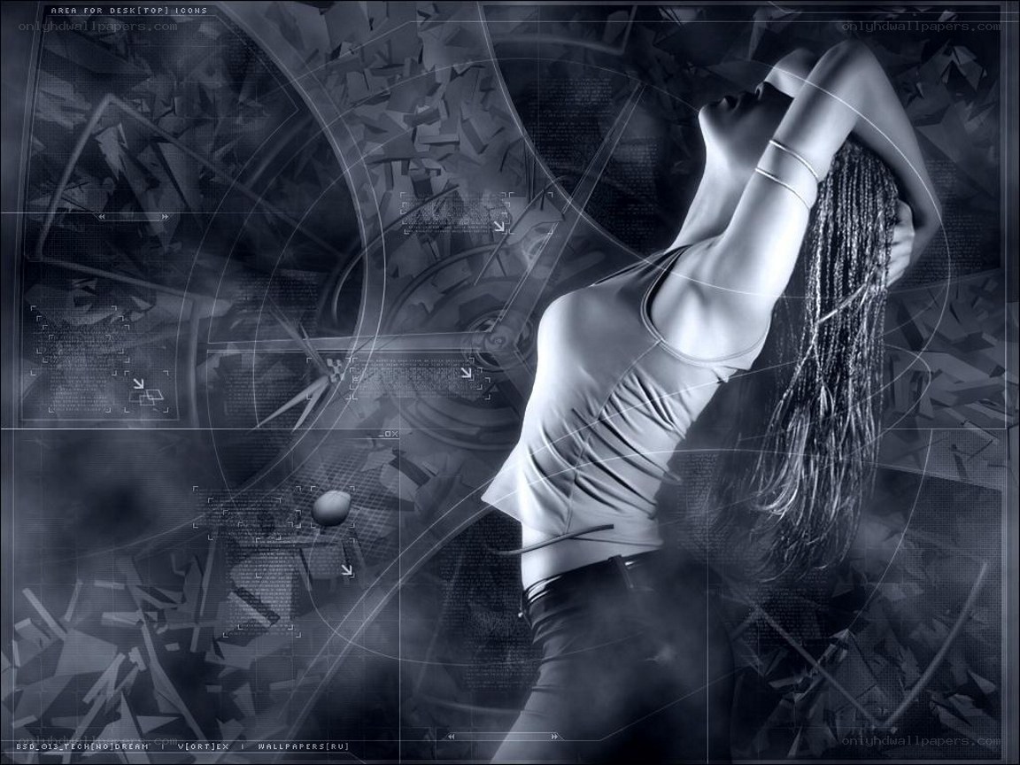 futuristic woman with tech overlay