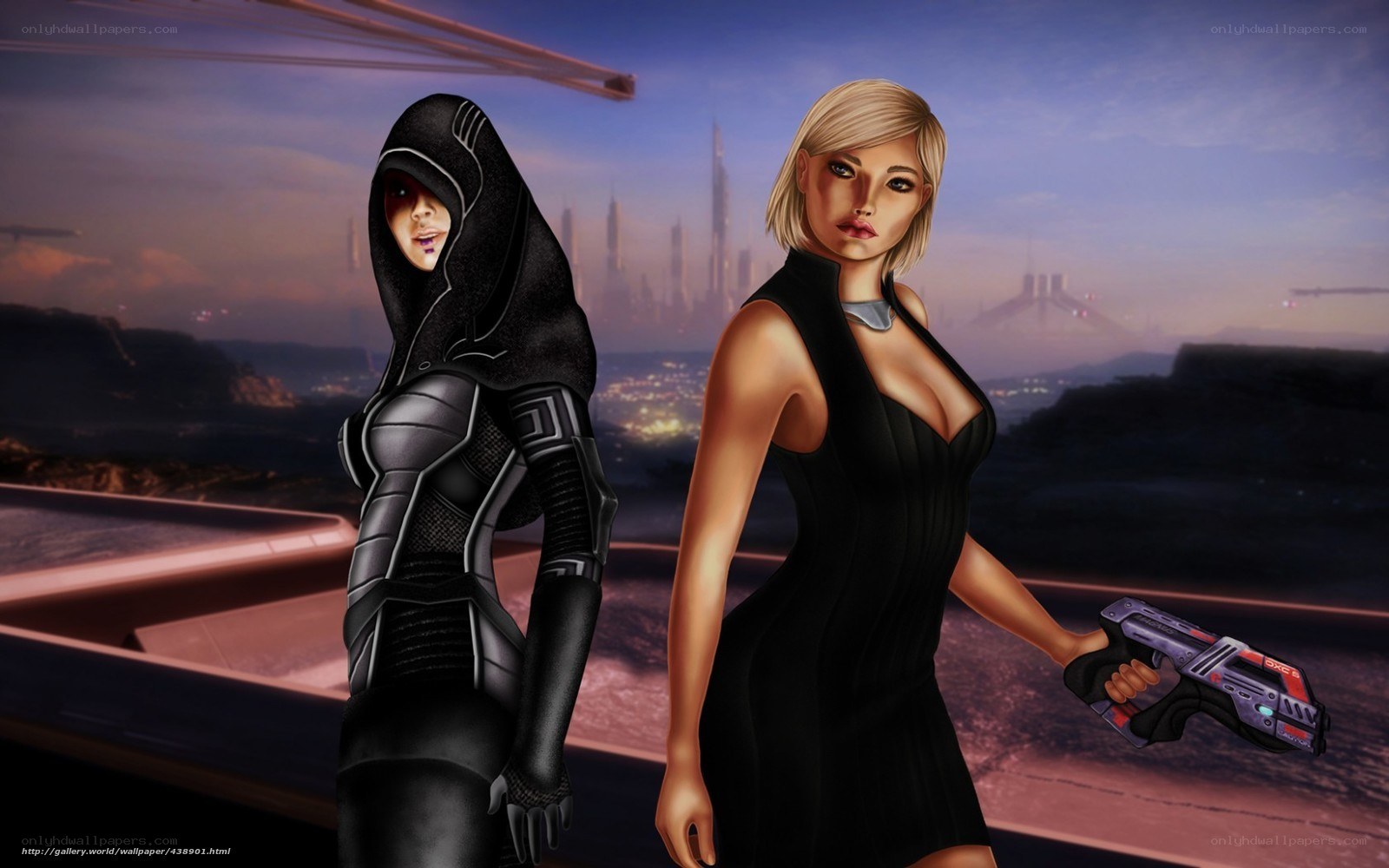 futuristic women with weapons