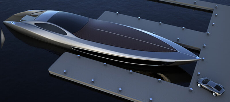 Futuristic Yacht at Dock