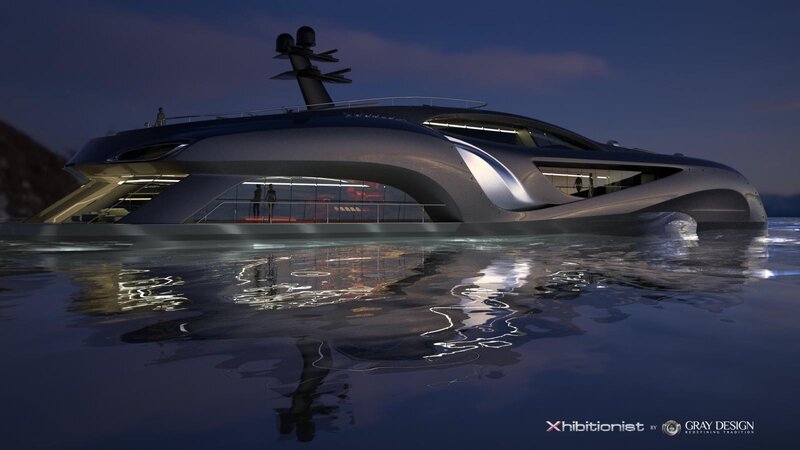 Futuristic Yacht at Night