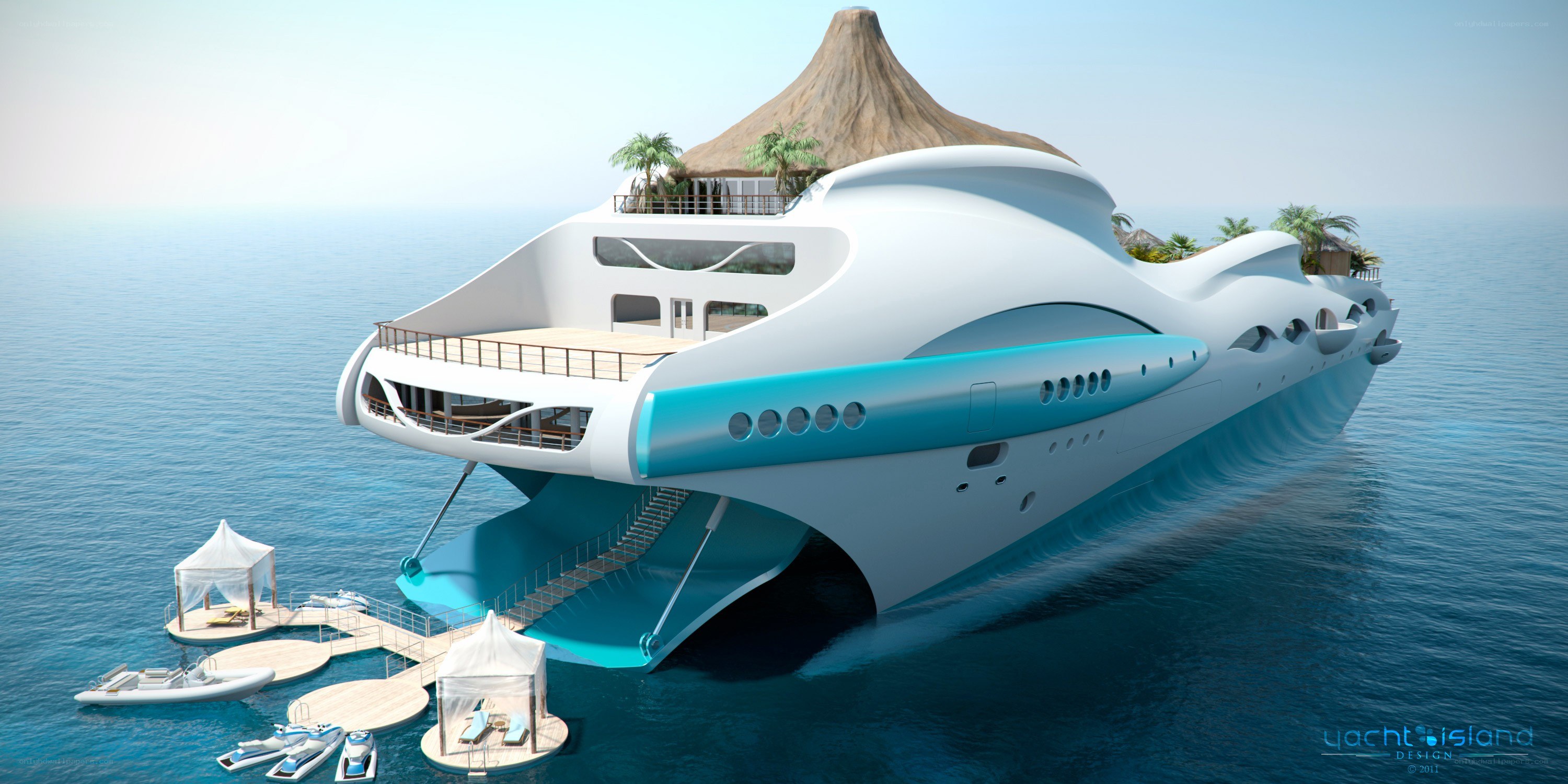 futuristic yacht island design