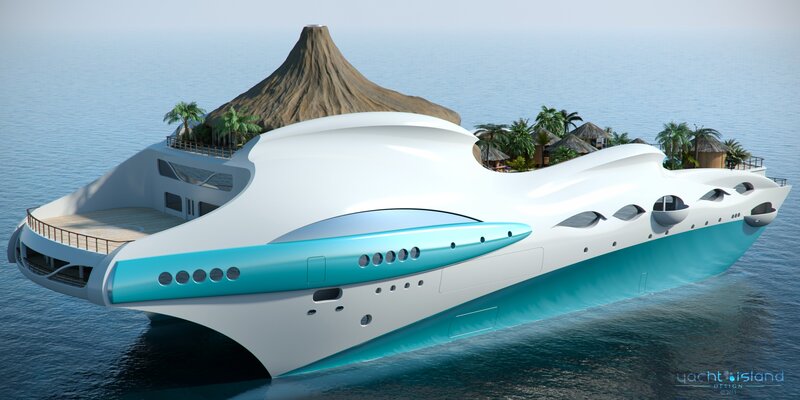 Futuristic yacht island