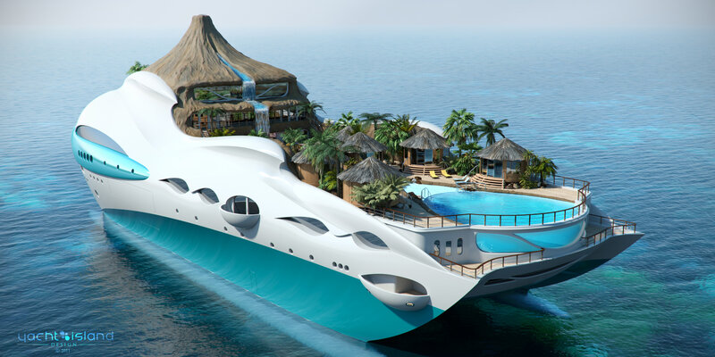 Futuristic Yacht Island — White, Serene