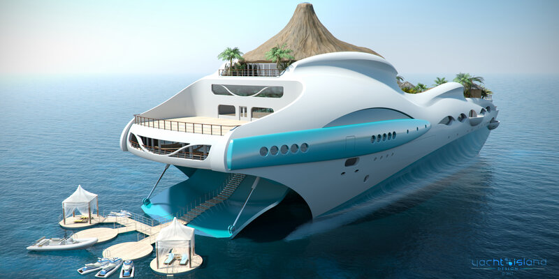 Futuristic Yacht Island — White