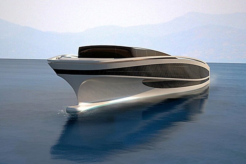 futuristic yacht on calm water