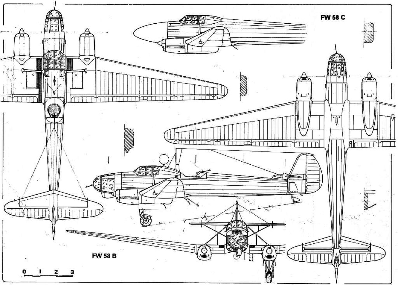 FW 58 aircraft technical drawings