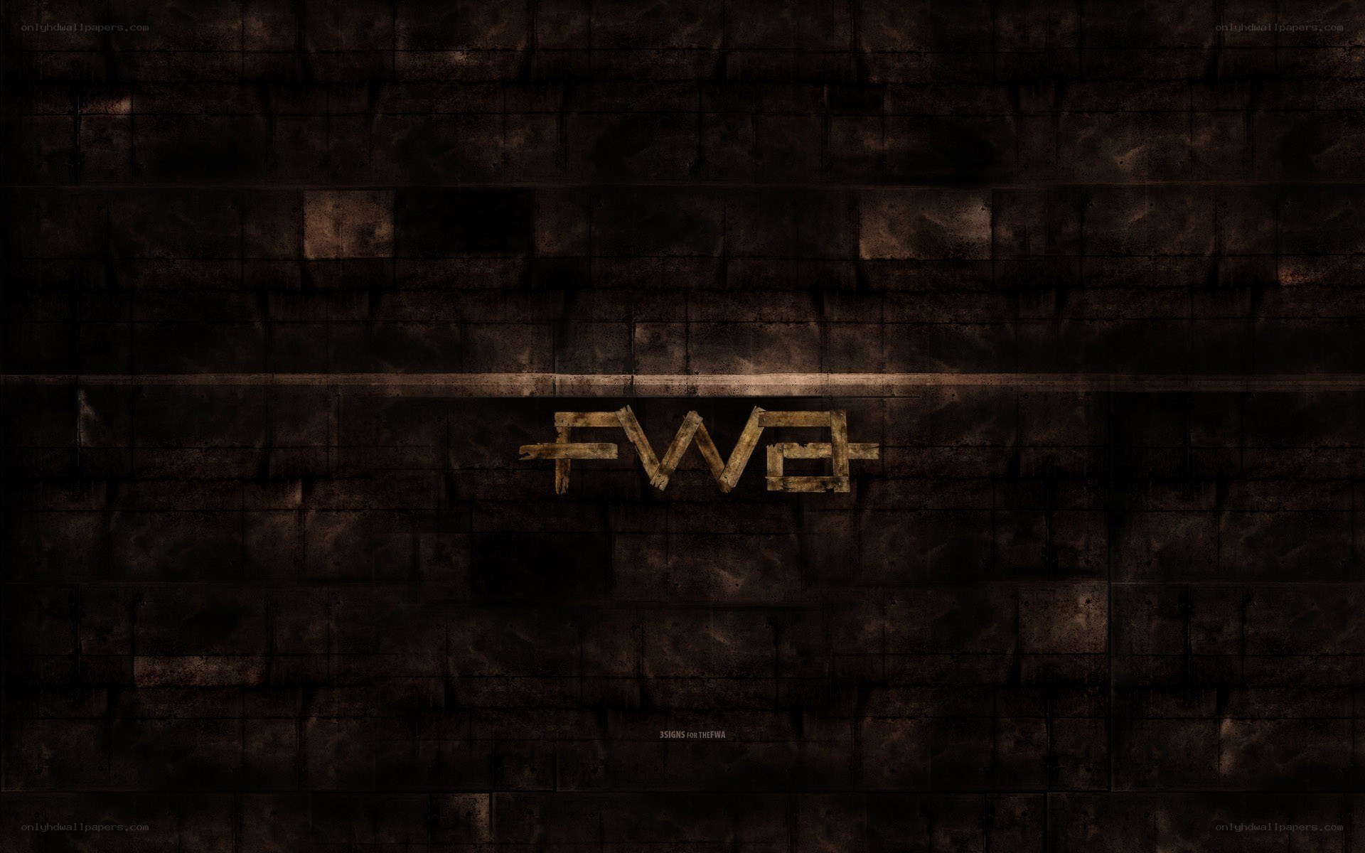 FWE logo on dark wall