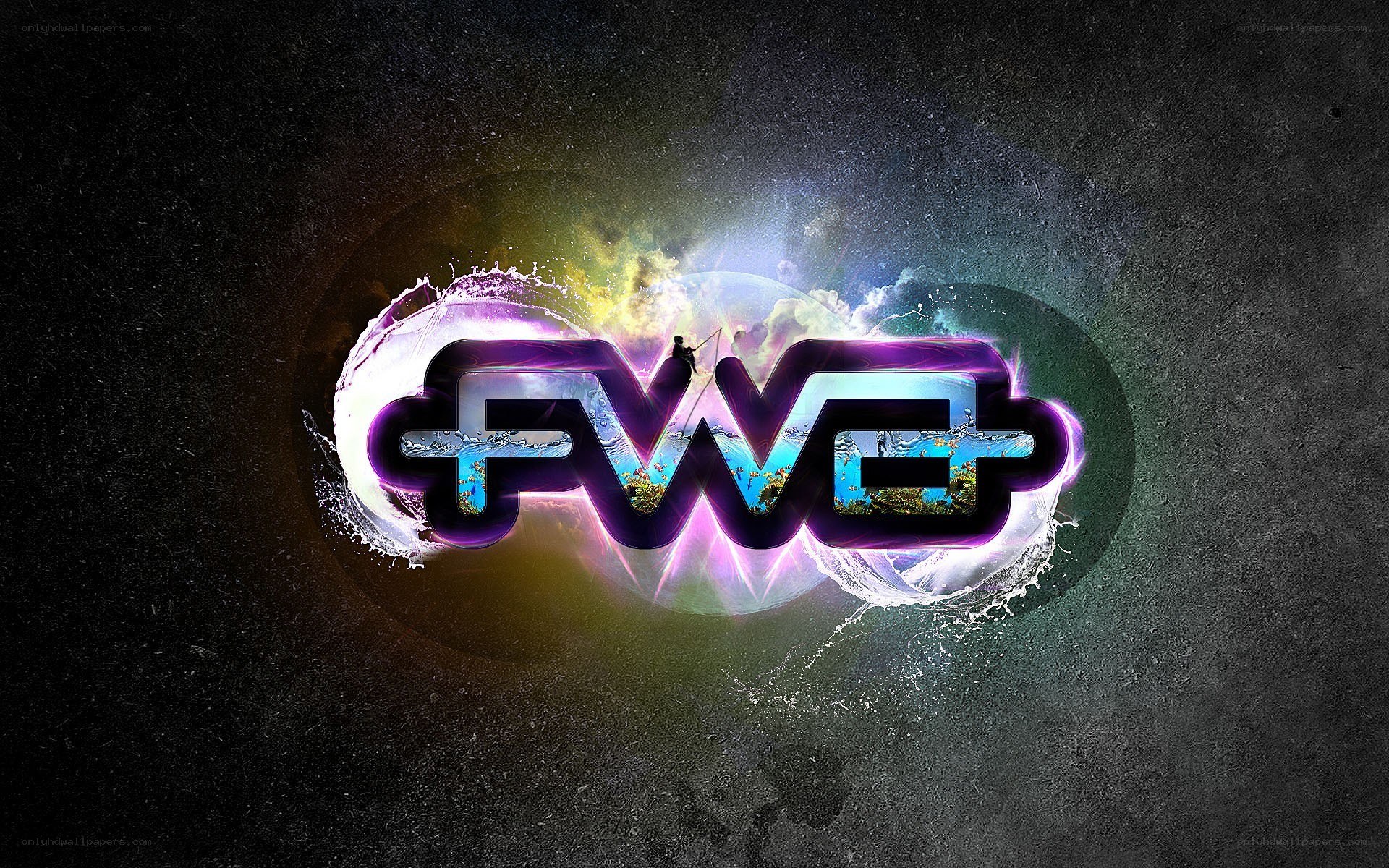 FWE logo with cosmic background