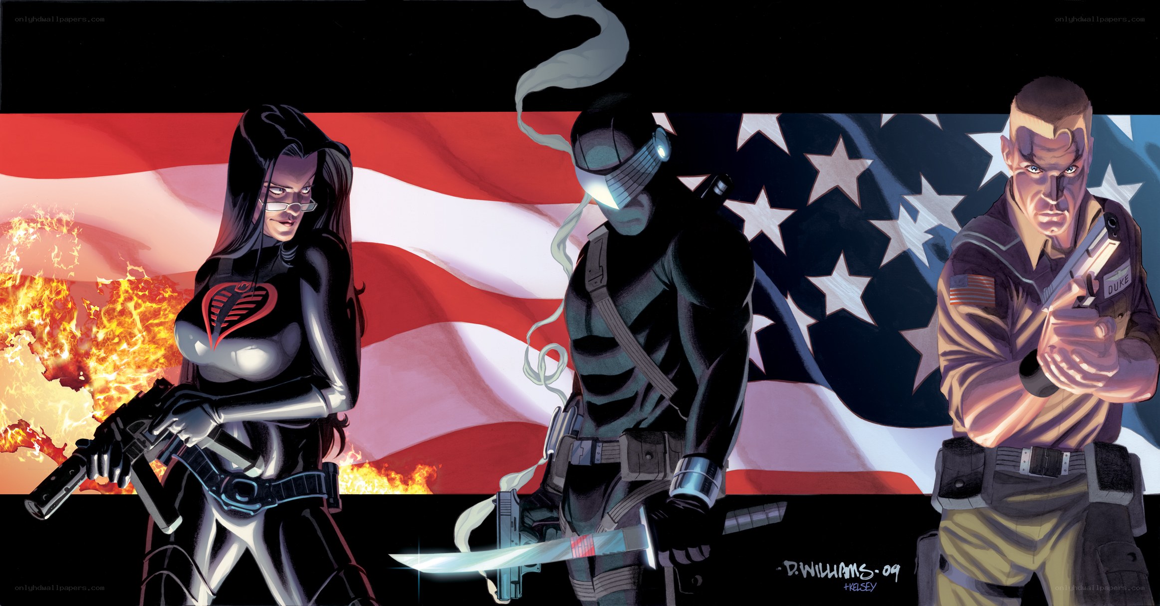 G.I. Joe characters with American flag
