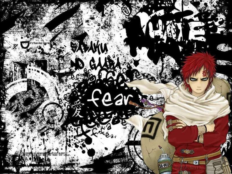 Gaara from Naruto with graffiti