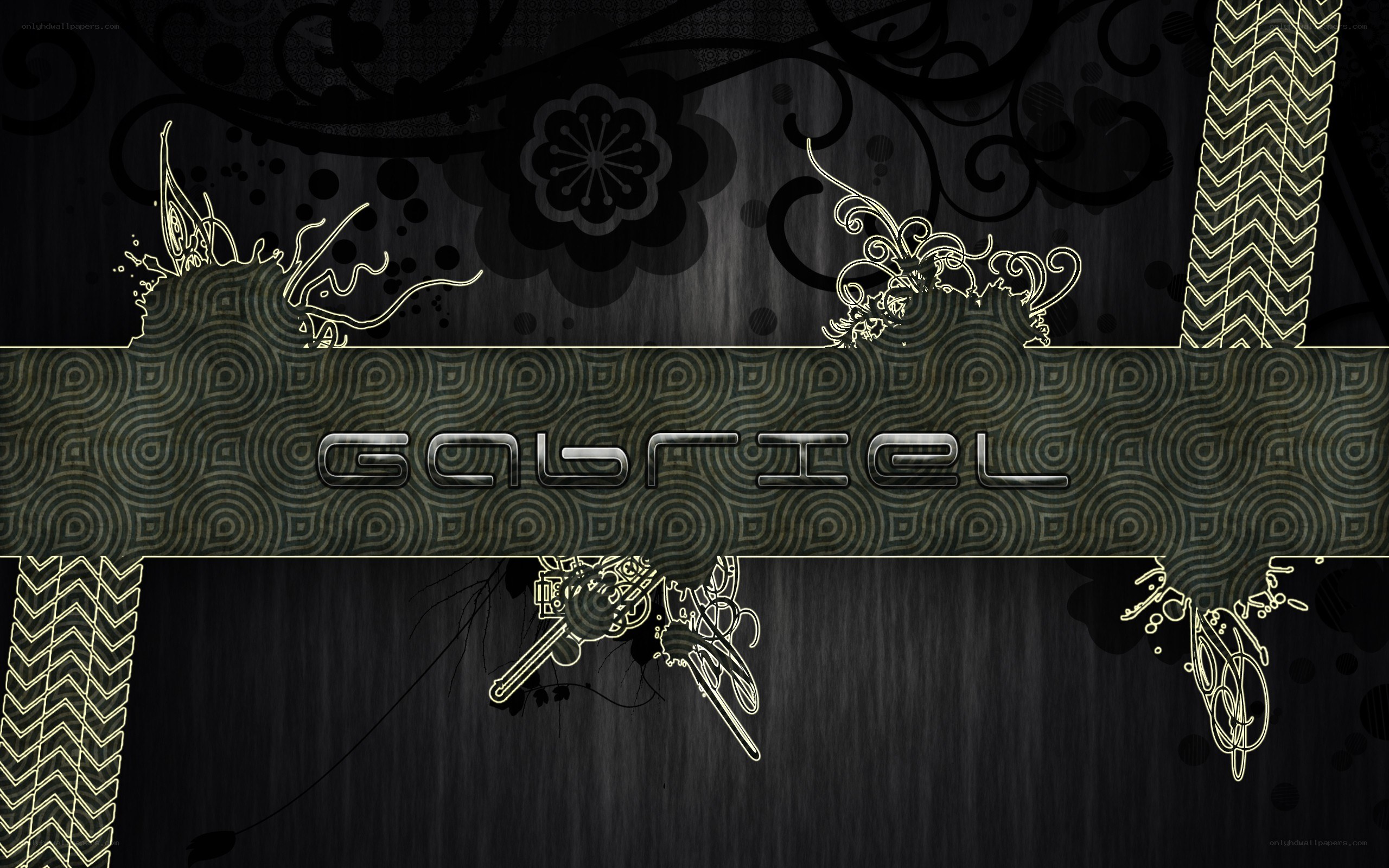 Gabriel name design with ornate patterns