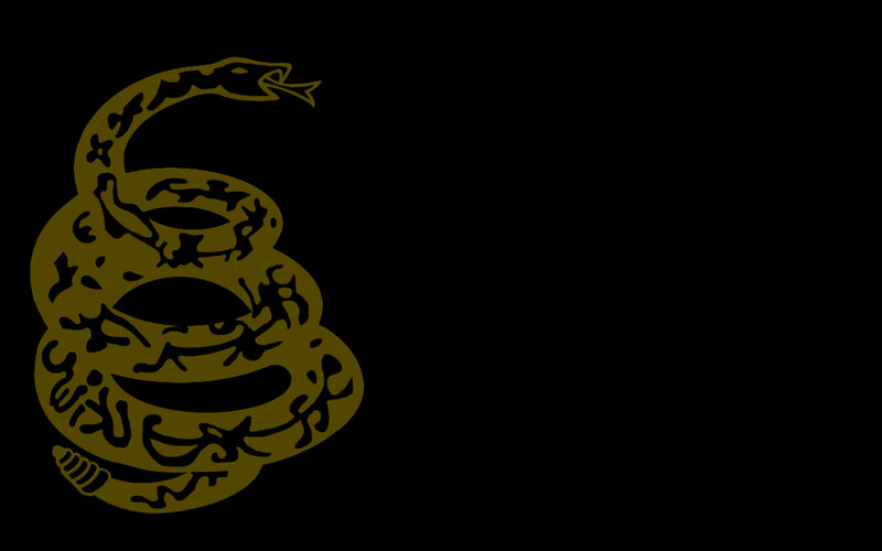 Gadsden flag with coiled snake