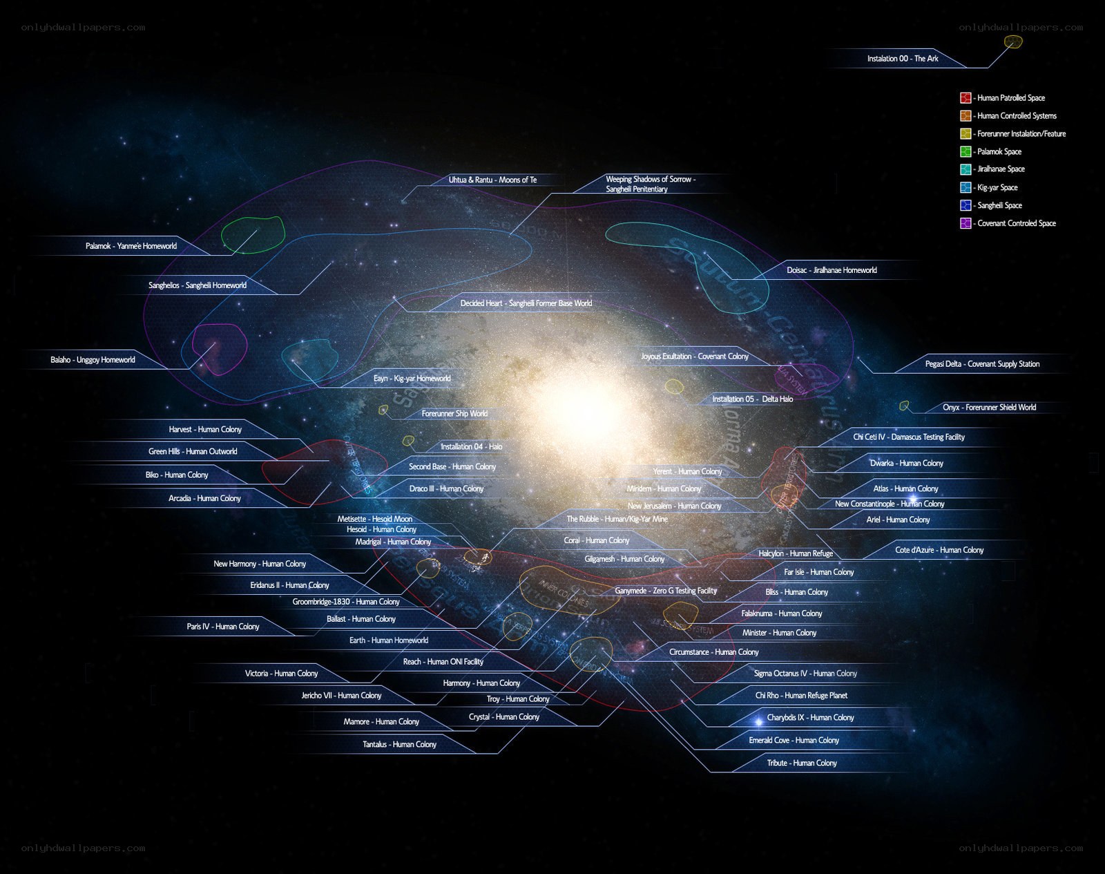 Galactic map of human colonies