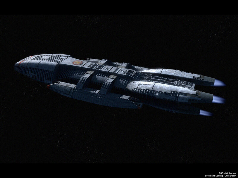 Galactica spaceship in space