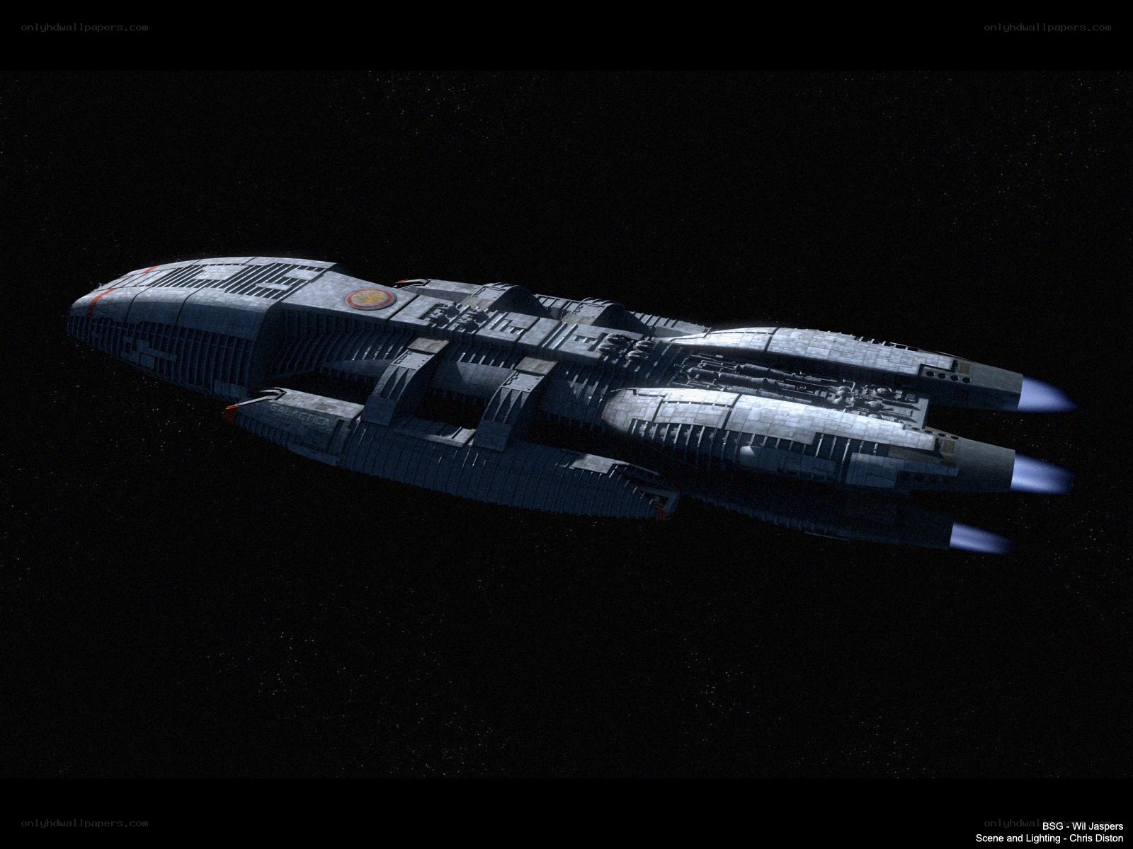 Galactica spaceship in space