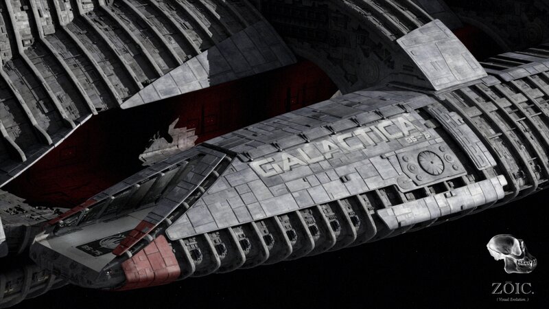 Galactica spaceship in space