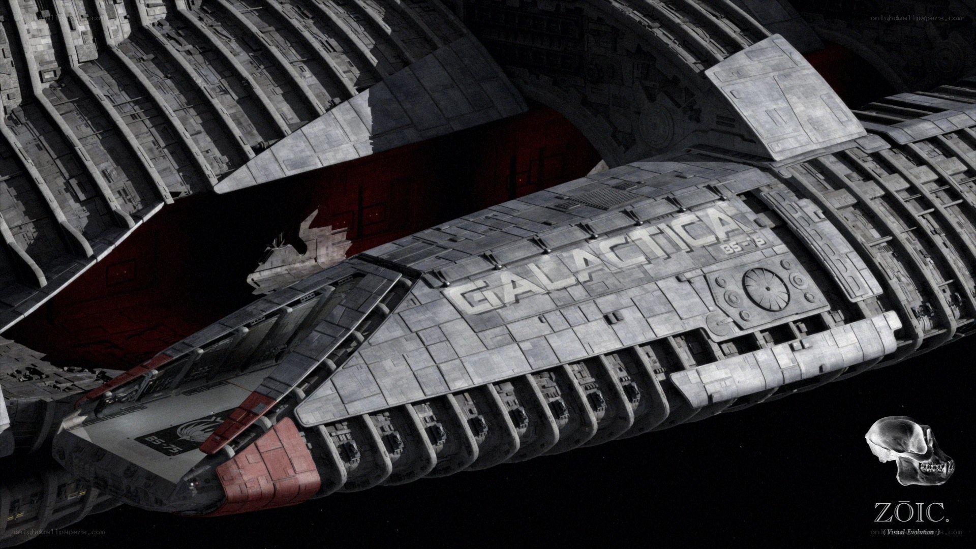Galactica spaceship in space