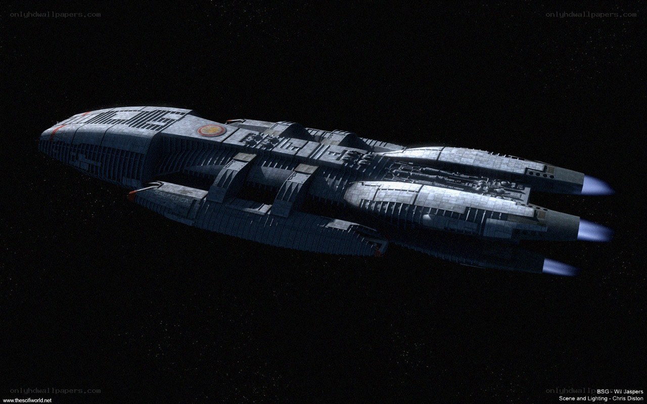 Galactica spaceship in space