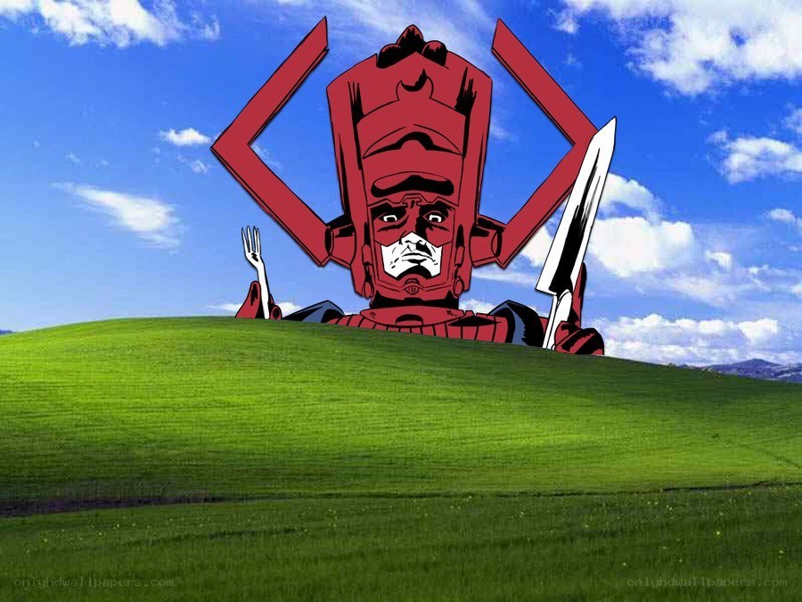 Galactus on a grassy hill