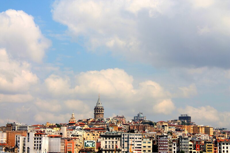 Galata Tower and City — Blue