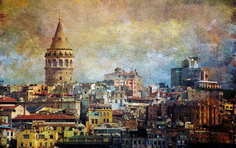 Galata Tower and City — Brown, Dramatic