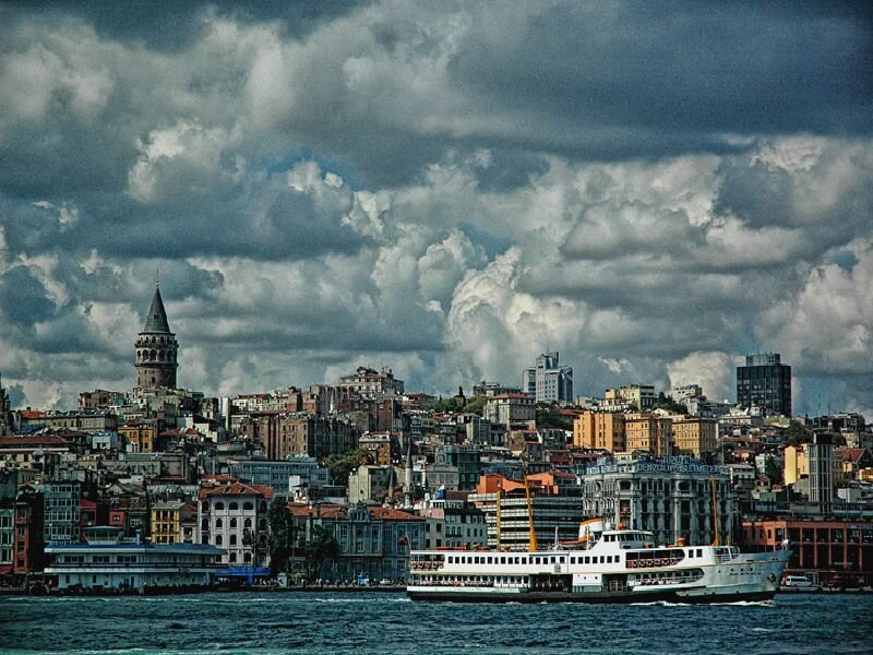 Galata Tower and City — Gray, Dramatic