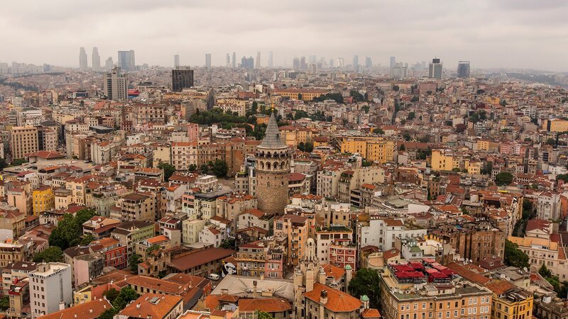 Galata Tower and City — Gray