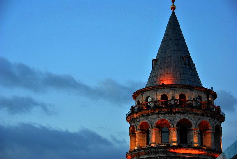 Galata Tower at dusk