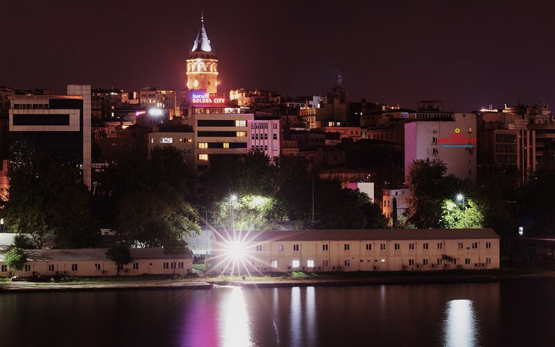 Galata Tower at Night — Black