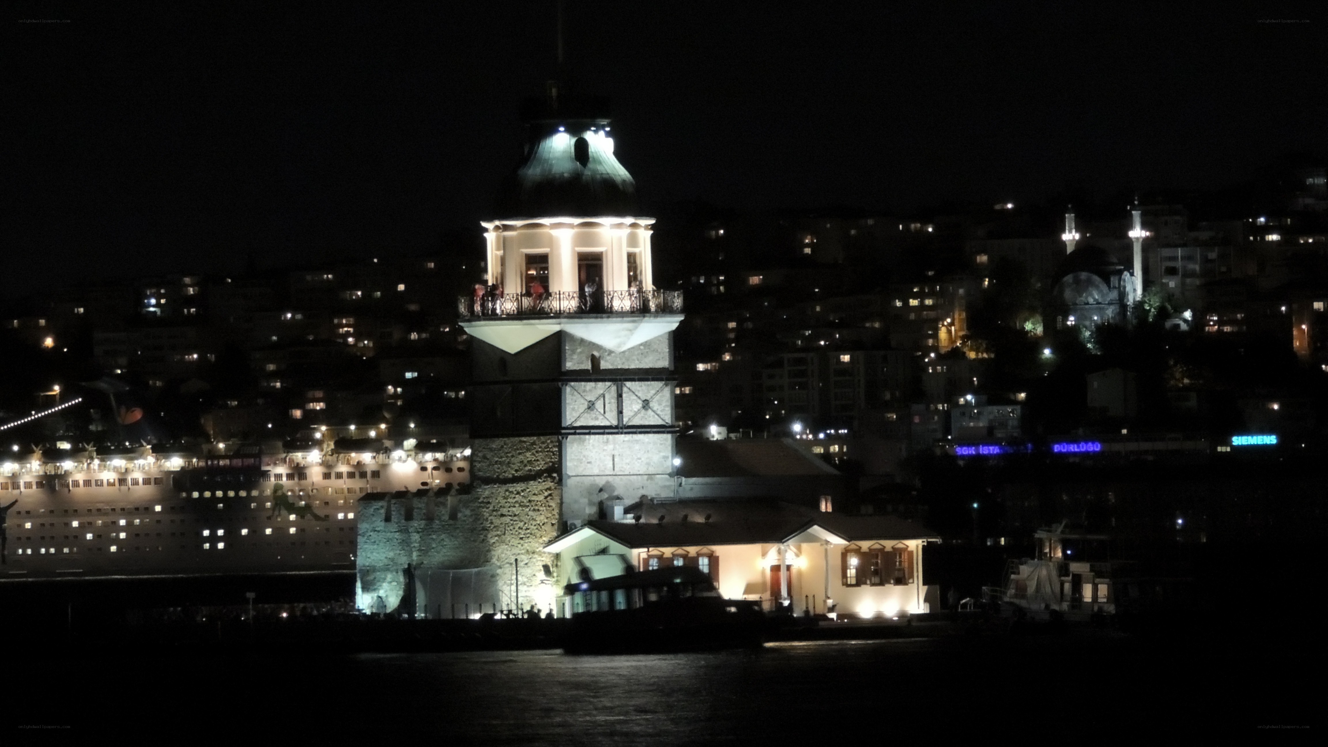 Galata Tower at night