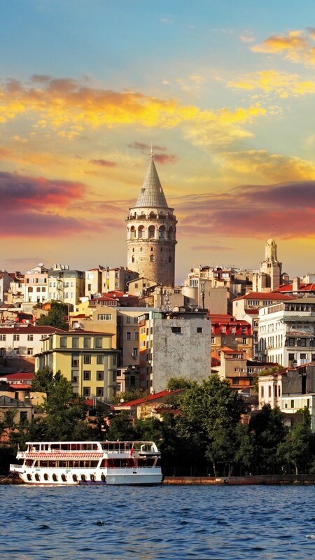 Galata Tower at Sunset — Blue, Dramatic