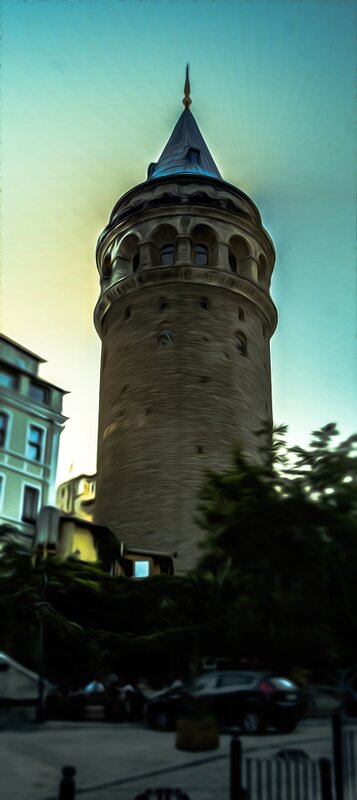 Galata Tower — Blue, Dramatic